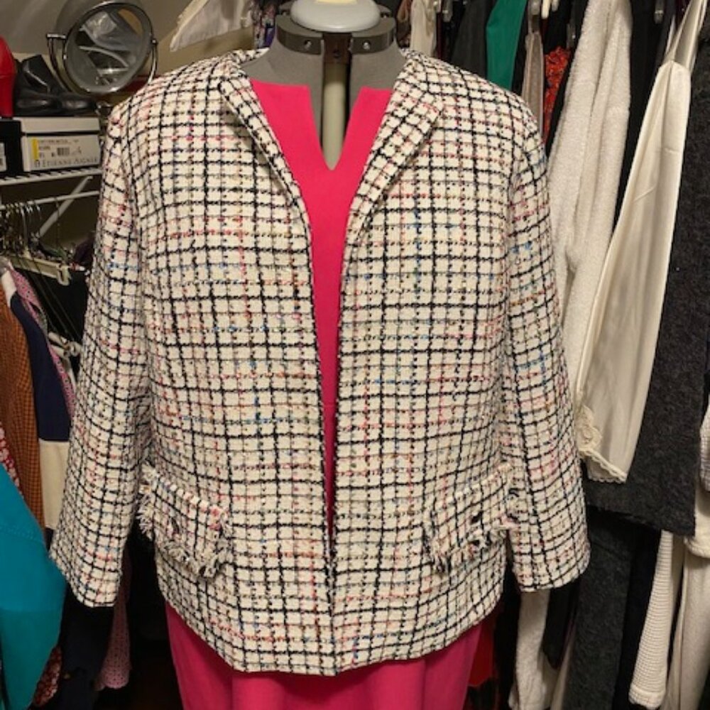 White/Multi Plaid Blazer